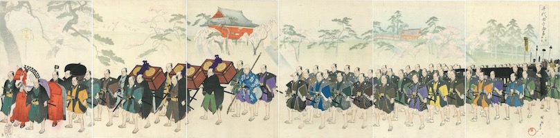 Chikanobu, Events Outside the Chiyoda Castle - Procession of Feudal Lords