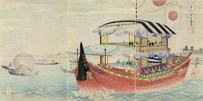 Chikanobu, Events Outside the Chiyoda Palace - Tokugawa Shogun's Ship at Okawasuji