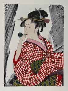 Michael Knigin, Woman Playing a Poppin (After Utamaro)