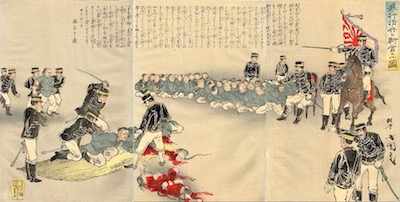 Kokunimasa, Illustration of the Decapitation of Violent Chinese Soldiers