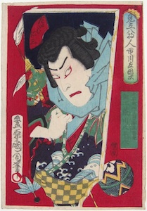 Kunichika, Actors on Battledores - Ichikawa Sadanji as Daiba no Jinzo