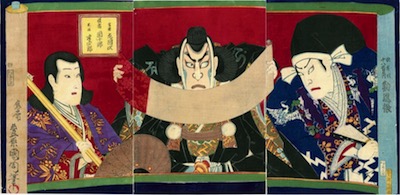 Kunichika, Ichikawa Danjuro VIII as Benkei in a Scene from Kanjincho