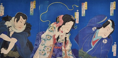 Kunichika, Sawamura Tanosuke as Princess Kiyo in the Play Hidakagawa