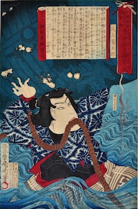 Kunichika, Shiragikumaru Raising a Monument