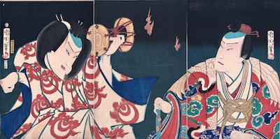 Kunichika, Nakamura Shikan as Tadanobu and Sawamura Tossho as Yoshitsune