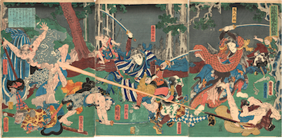 Kunichika, Act II from Travelling Alone to the 53 Stations
