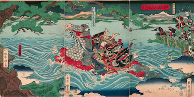 Kunihisa II, Takechi Samanosuke Mitsuharu Crosses Lake Biwa