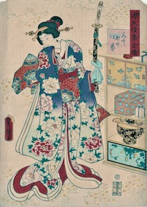 Kunisada, 54 Chapters of the Tale of the Genji - Yokobue (Flute)