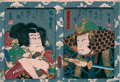 Kunisada, Actor Pairs - Sawamura Sojuro III as Yuranosuke, and Soga no Juro