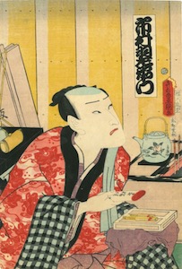 Kunisada, Actors Making Up - Ichimura Uzaemon XIII