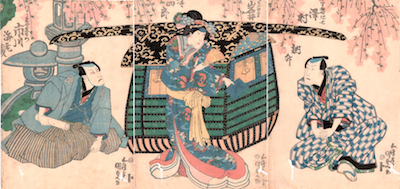Kunisada, Iwai Hanshiro, Ichikawa Ebizo and Sawamura Morimasu