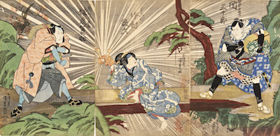 Kunisada, Saki Sanjuro, Nakamura Karoku and Bando Minosuke in Kitsunebi