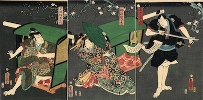 Kunisada, A Scene from Chiyo no Haru Tosa-e no Saya-ate