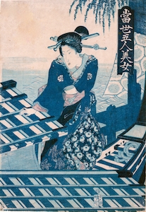 Toyokuni II, A Beauty from the Azuri-e Set "Fine Modern Beauties"