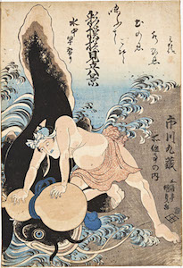 Kunisada, Ichikawa Danzo Subduing a Giant Catfish