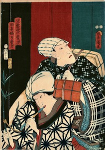 Kunisada, Ichikawa Danjuro VIII as Jiraiya and Iwai Kumesaburo III as Tagoto-hime