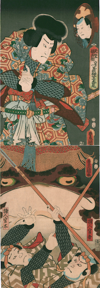 Kunisada, Ichikawa Ichizo III as Tenjiku Tokubei with Toad