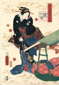 Kunisada, Lingering Sentiments of a Late Collection of Genji, Ch 15 - Sakaki