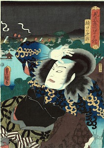 Kunisada, Nakamura Utaemon IV as Higuchi no Jiro Kanemitsu Masquerading as the Boatman Matsuemon