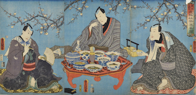 Kunisada, Three Actors in a Parody of the Three Kingdoms