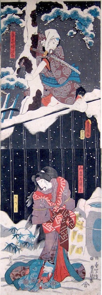 Kunisada, Snow at Yoshiwara - Urazato