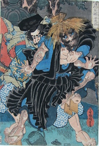 Kunisada, A Mirror of our Country's Renowned Heroes - Taira no Tadamori and the Oil Thief