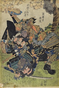 Kunisada, Okabe Rokuyata Tadazumi in Combat with Satsuma no Kami Tadonori