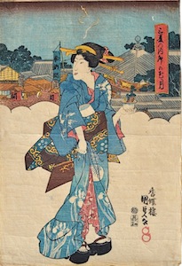 Kunisada, Woman with Bonsai