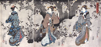 Kunisada, Yozakura Cherry Blossom at Night