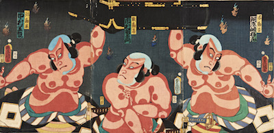 Kunisada, Actors in a Scene from Ashiya Doman Ouchi Kagami