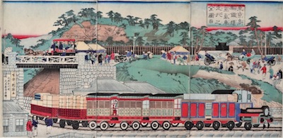 Kuniteru II, View of the Steam Engine at Tanakawa, Tokyo