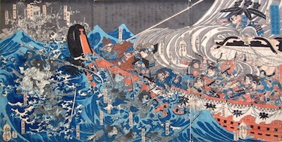 Kuniyoshi, The Ghosts of the Taira Clan Attacking Yoshitsune's Ship in Daimotsu Bay in 1185