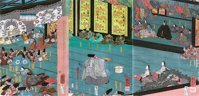 Kuniyoshi, The Great Feast of the Taira Before Going to War, with Tomomori Dancing