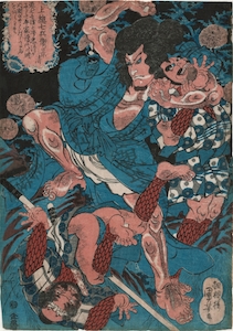 Kuniyoshi, Shichibyoe Kagekiyo Resisting Arrest at Todaiji Temple