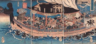 Kuniyoshi, Yoshitsune and His Nineteen Loyal Retainers