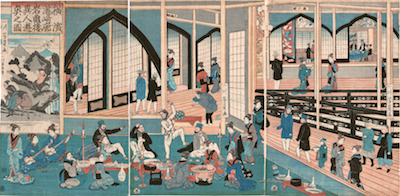 Yoshikazu, Foreigners Enjoying Themselves in the Gankiro Teahouse