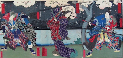 Yoshitaki, Three Actors in the Play Shiranui Monogatari